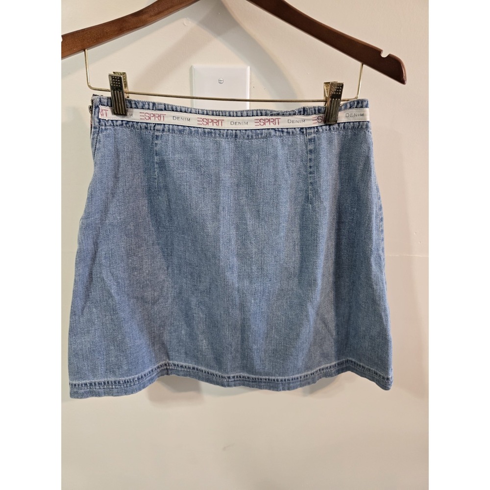 Vintage Esprit Mini Jean Skirt Side Zip Size 9 Light Washed 100% Cotton‎